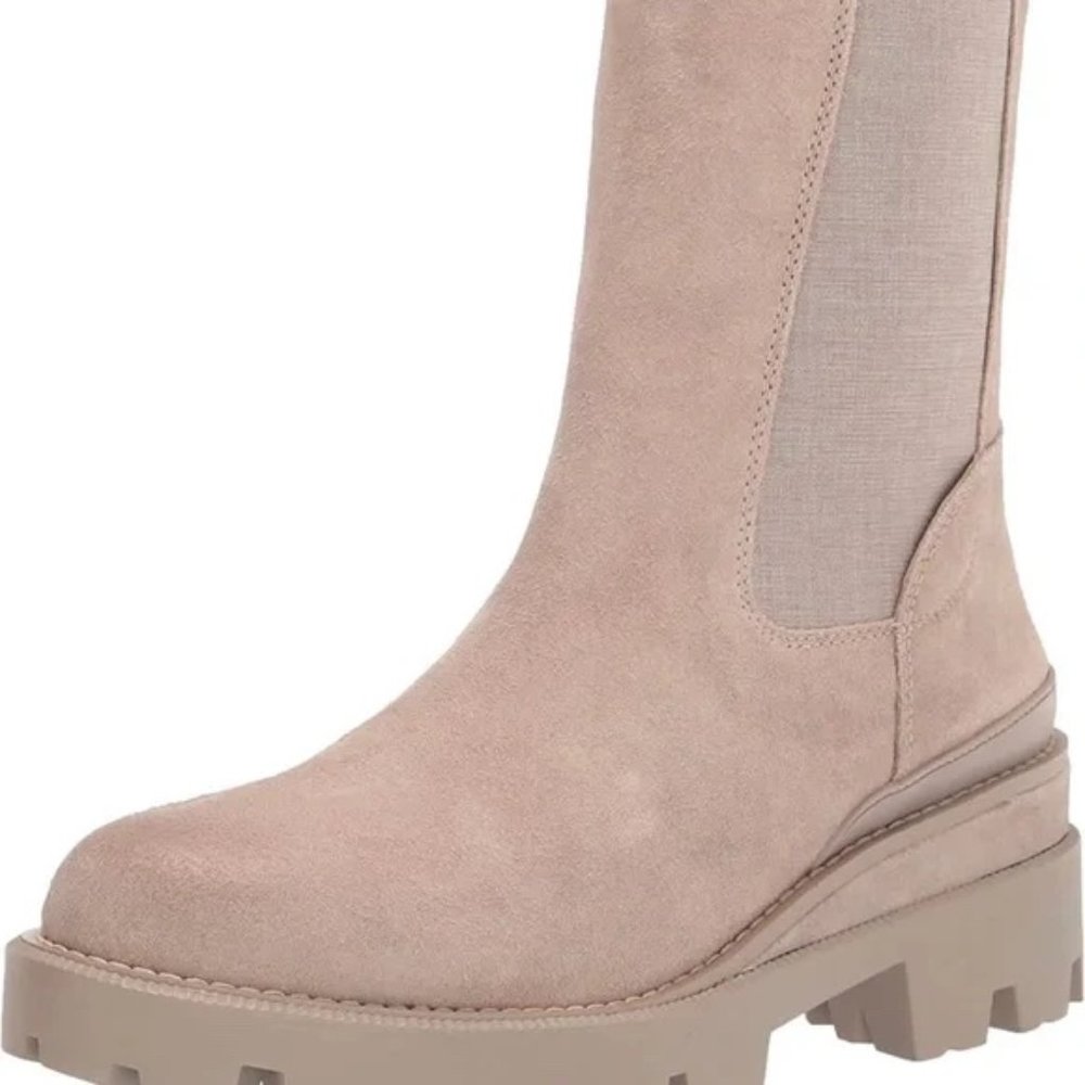 Sam Edelman Taupe Suede Lug Sole Chelsea Ankle Boots